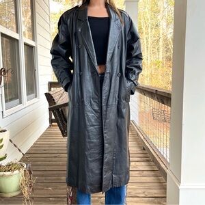 Pelle Studio Black Leather Trench Coat